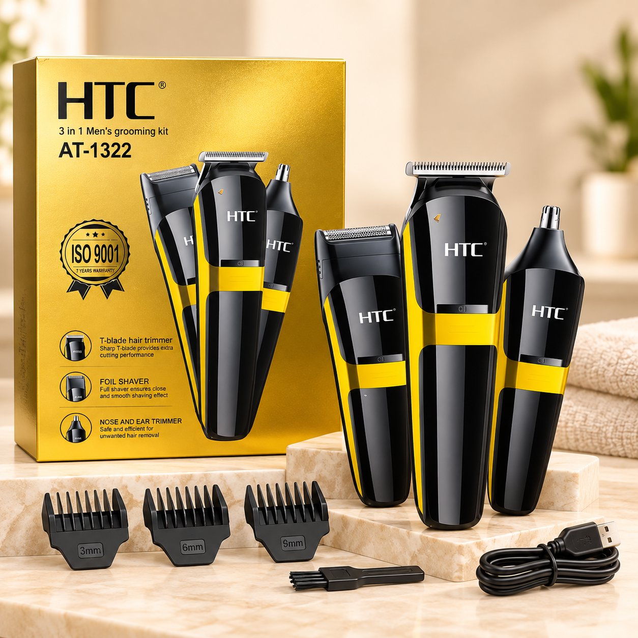 Kit de toilettage homme HTC 3-en-1 – AT-1322