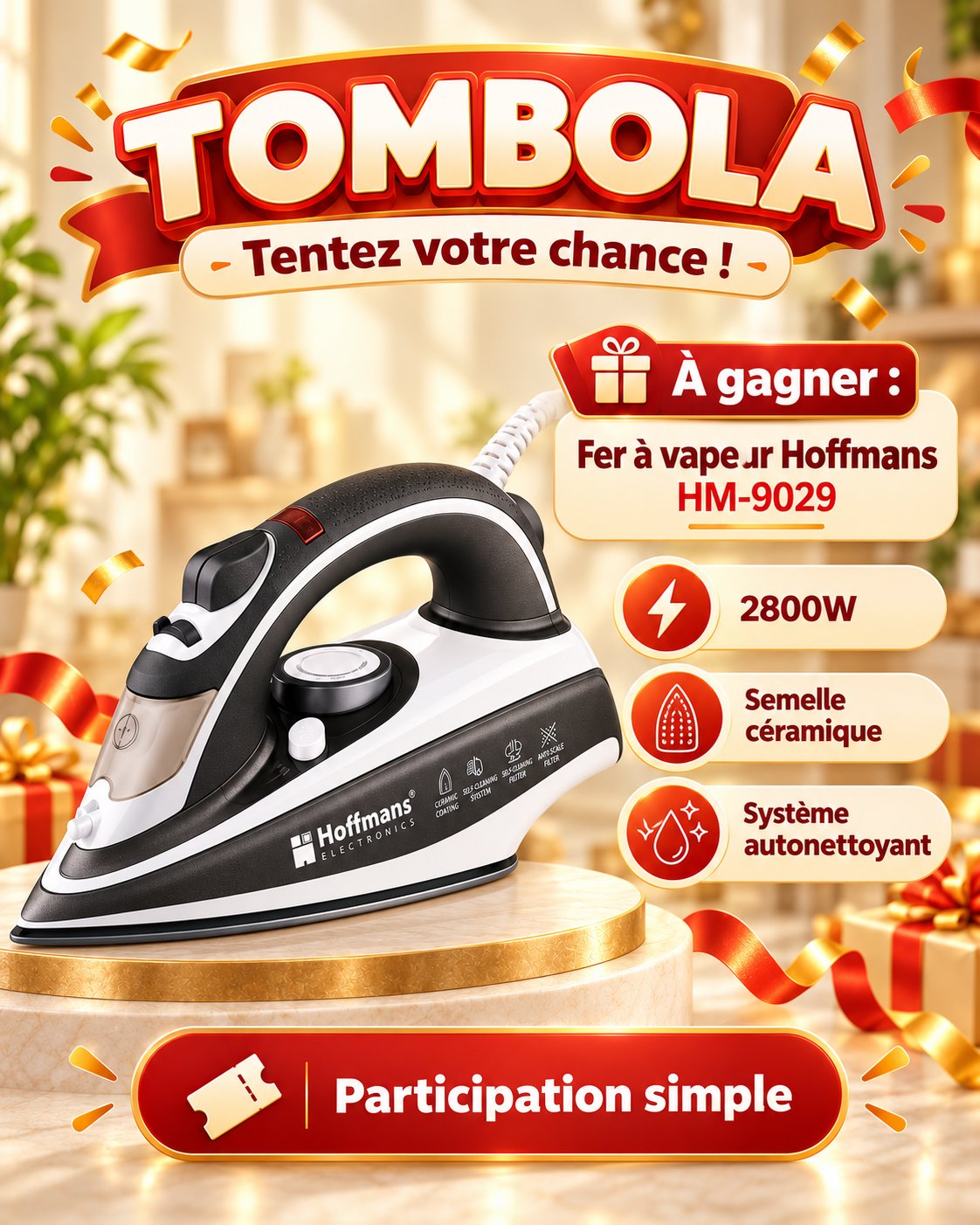 Fer à vapeur Hoffmans HM-9029 – 2800 W