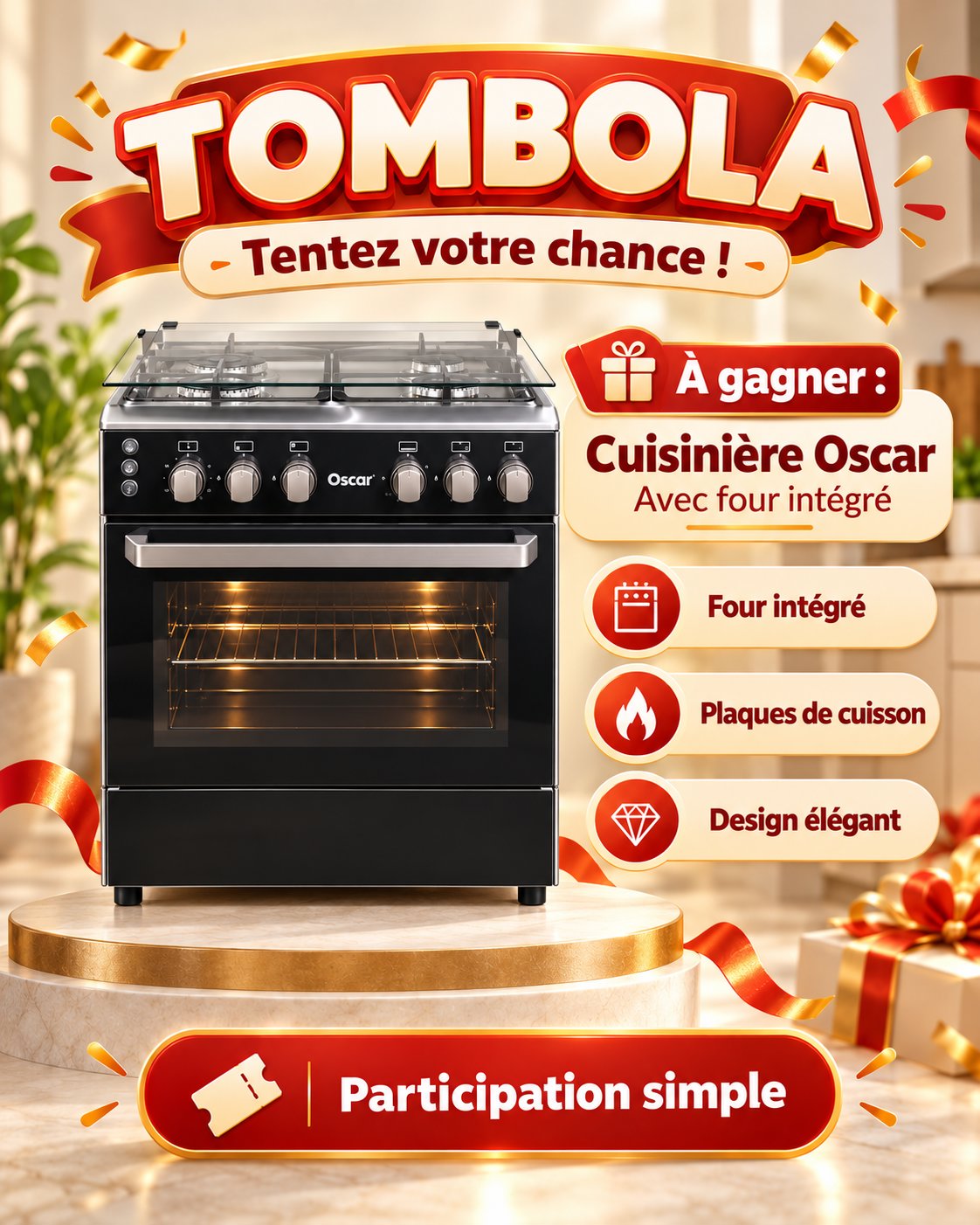 Cuisinière Oscar avec four – multifonction